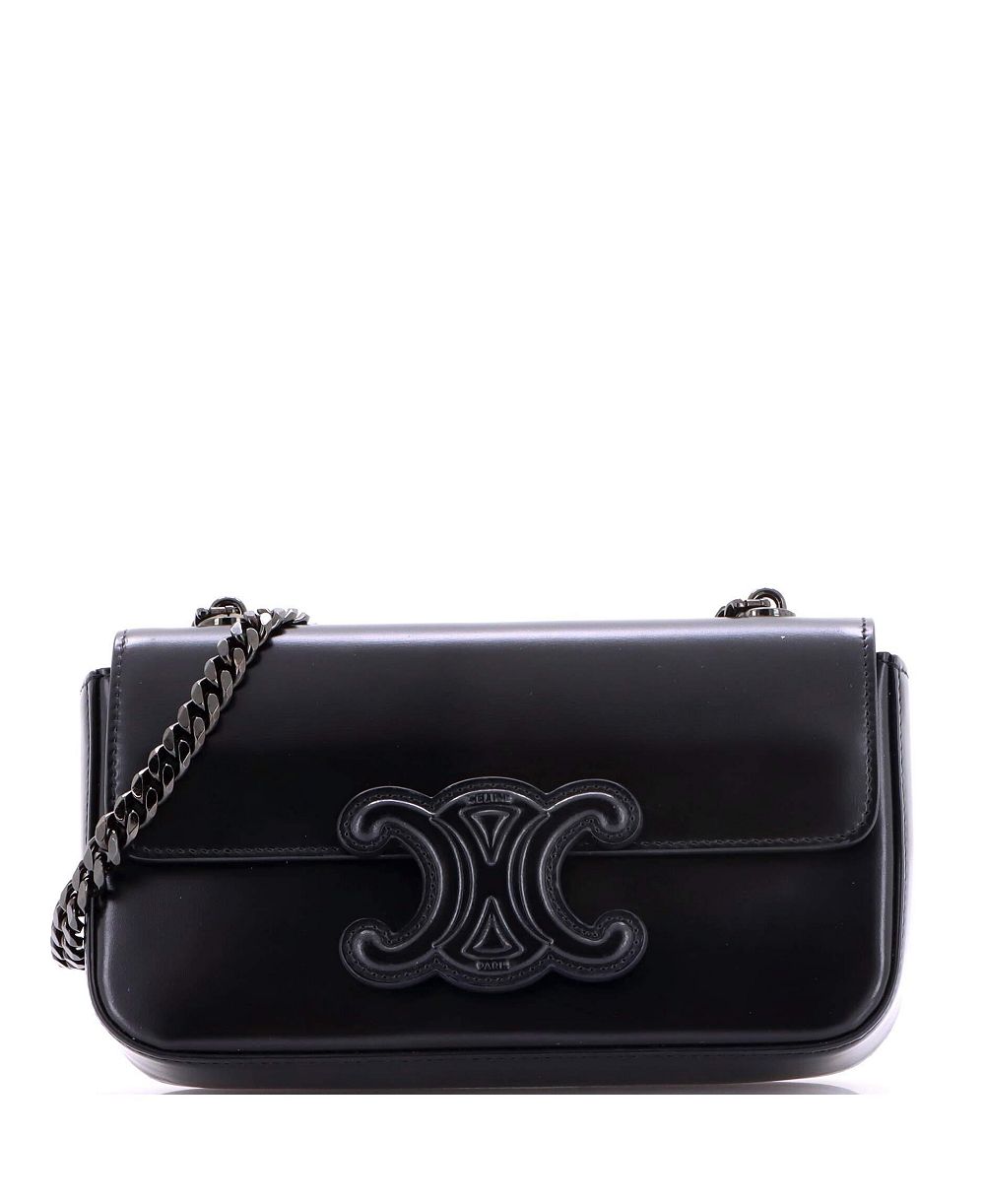 Pre-Owned Celine Small Triomphe Chain Shoulder Bag Leather