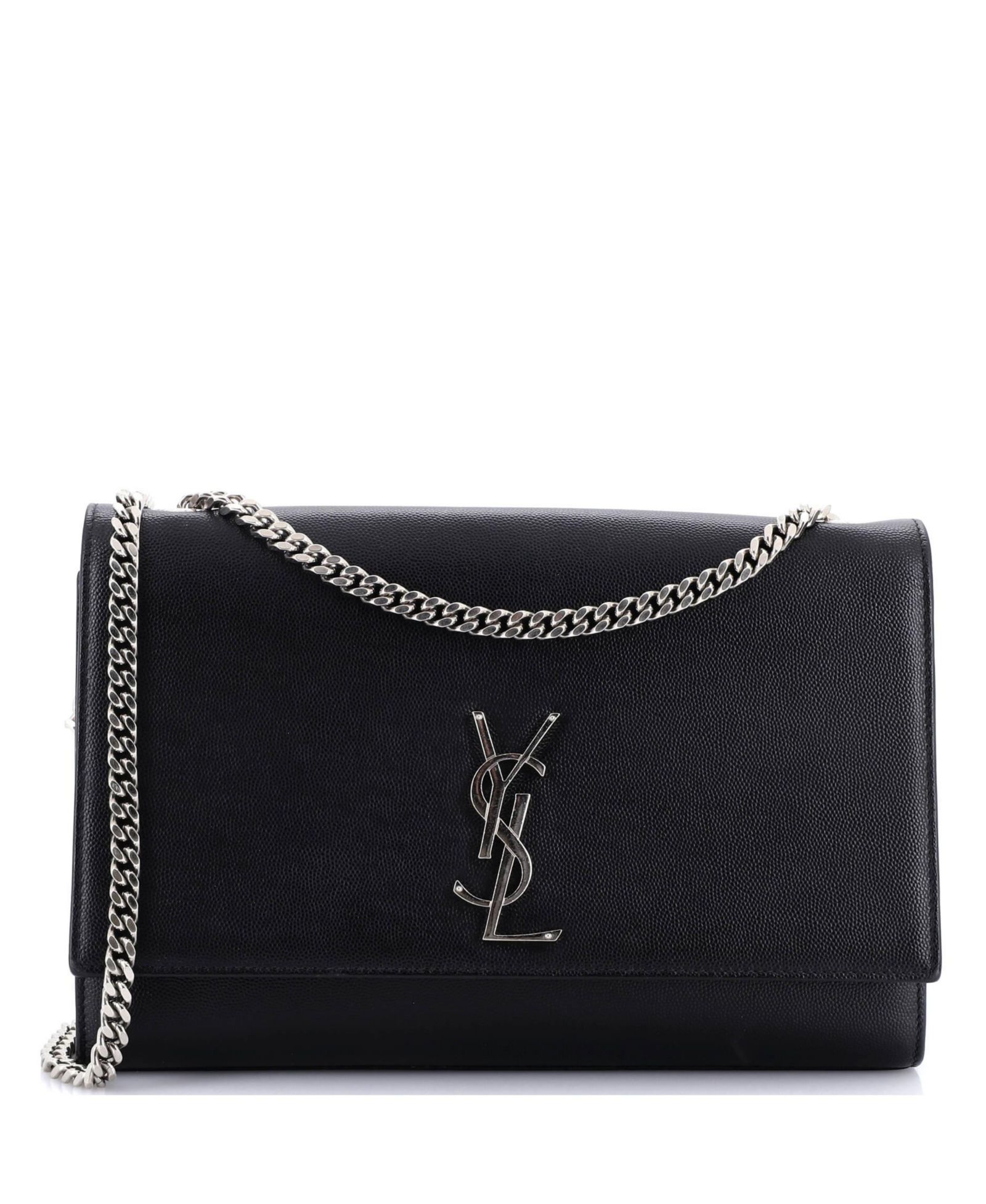 Большая классическая сумка через плечо Saint Laurent с монограммой из зернистой кожи, предварительно использованная