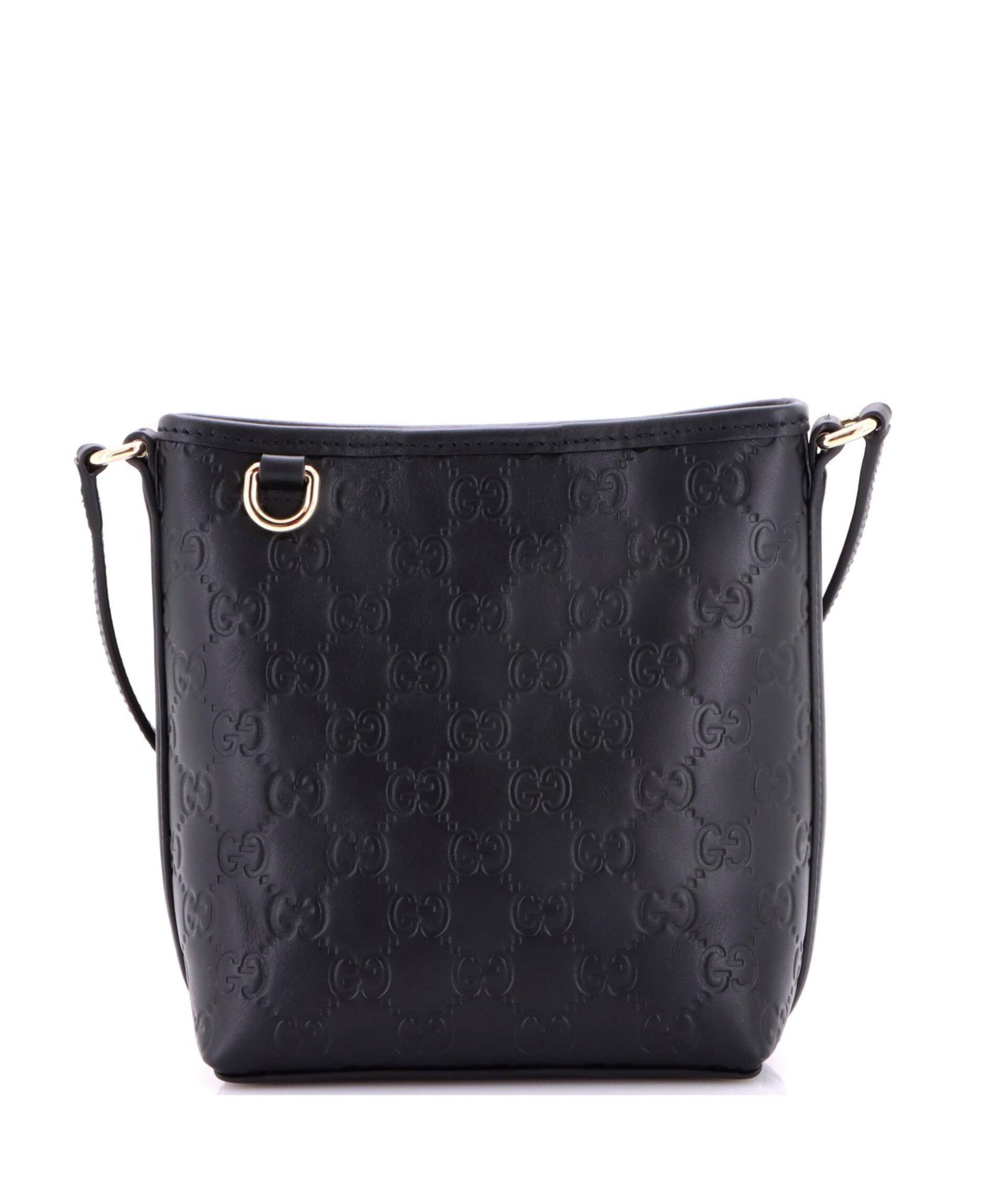 Pre-Owned Gucci Nano GG Emblem Bucket Bag GG Debossed Leather