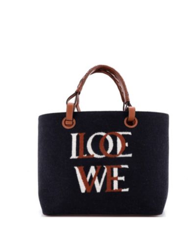 Pre-Owned Loewe сумка tote Small Love Anagram из шерсти и кожи