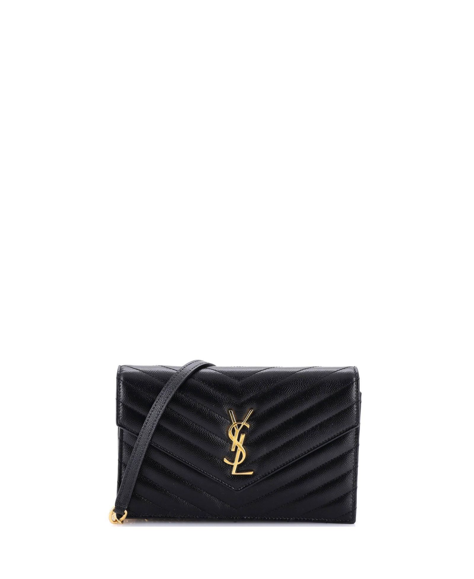 Кошелек Pre-Owned Saint Laurent Small Classic Monogram Wallet on Chain Matelasse Chevron Leather