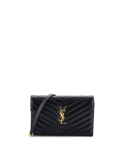 Кошелек Pre-Owned Saint Laurent Small Classic Monogram Wallet on Chain Matelasse Chevron Leather