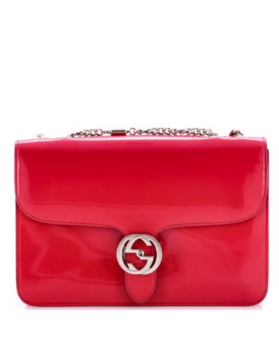 Gucci Сумка на плечо Interlocking, лакированная, б/у, размер Medium