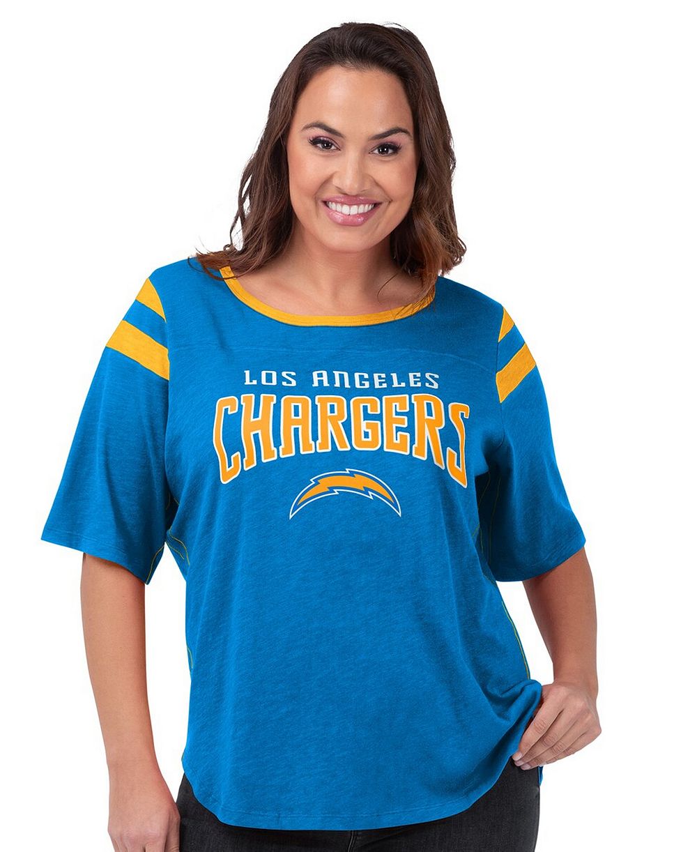 Футболка G-III 4Her by Carl Banks Women's Light Blue Los Angeles Chargers Plus Size Linebacker