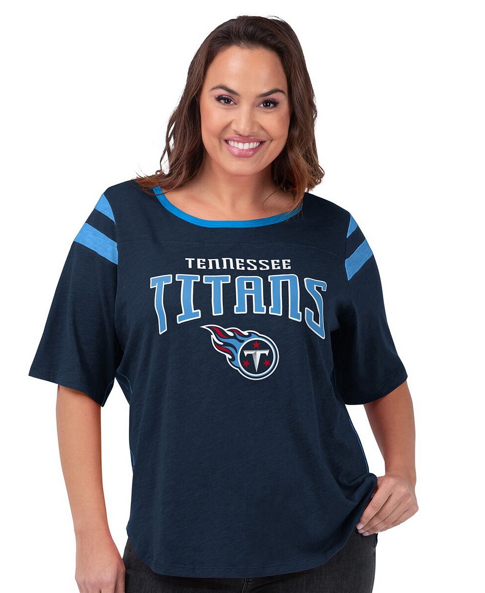 Женская футболка G-III 4Her by Carl Banks Navy Tennessee Titans Plus Size Linebacker