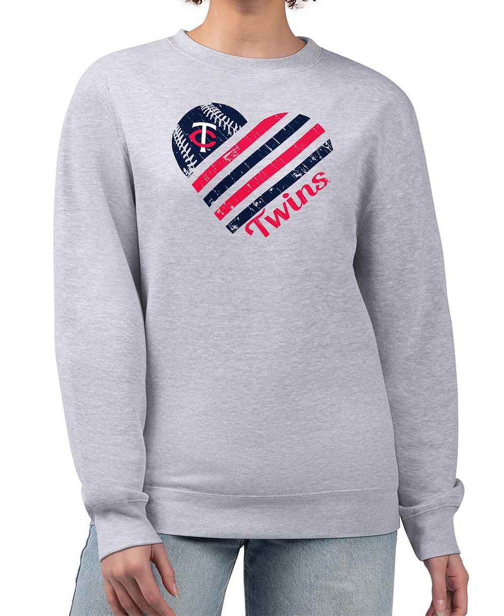 G-III 4Her by Carl Banks Женский флисовый свитшот Heather Gray Minnesota Twins Heart Logo