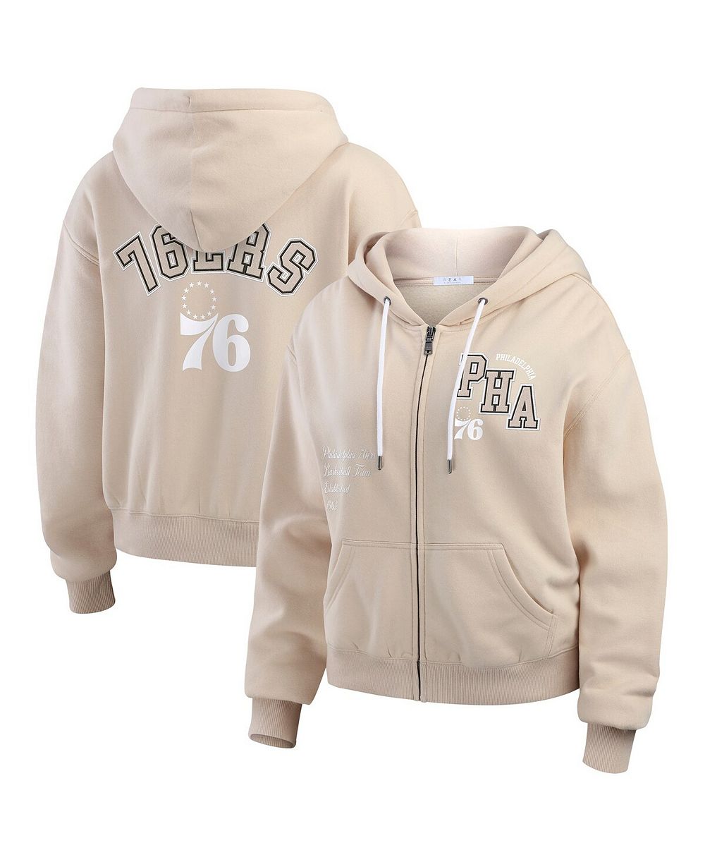 WEAR by Erin Andrews Женский худи на молнии Philadelphia 76ers Tonal Felt Patch, тауп