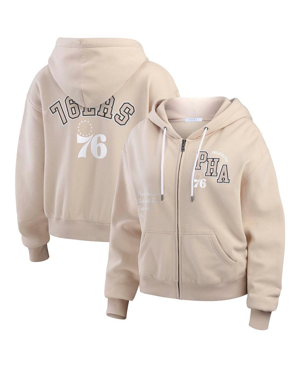 Женское худи WEAR by Erin Andrews Philadelphia 76ers Plus Size Tonal Felt Patch Full-Zip