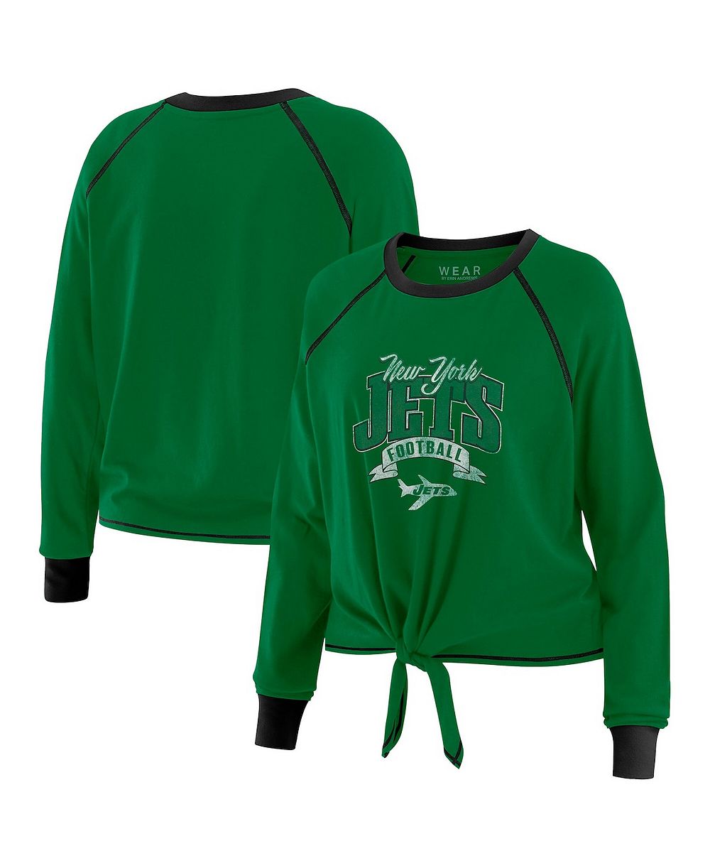 WEAR by Erin Andrews Женский топ с завязками New York Jets Green/Black