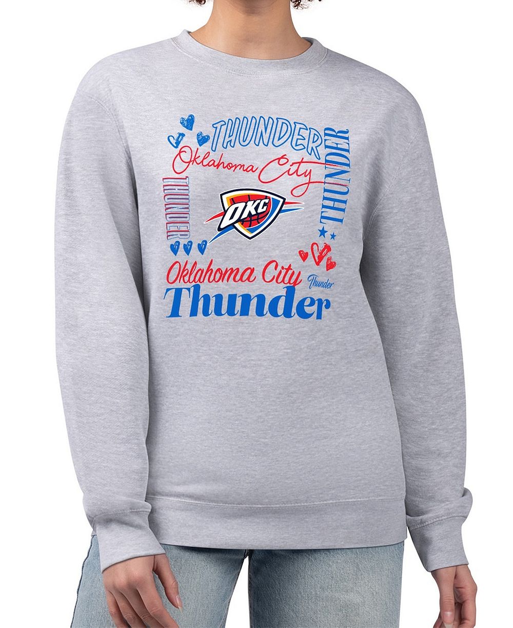 Женская флисовая толстовка G-III 4Her by Carl Banks Heather Gray Oklahoma City Thunder Collage Team Graphic Pullover