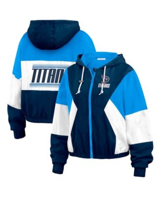 Женский ветровка WEAR by Erin Andrews Navy/Light Blue Houston Oilers Plus Size Color Block Full-Zip