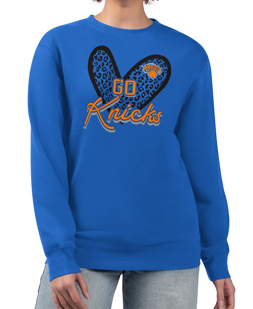 G-III 4Her by Carl Banks Женское худи с принтом Leopard Heart Royal New York Knicks
