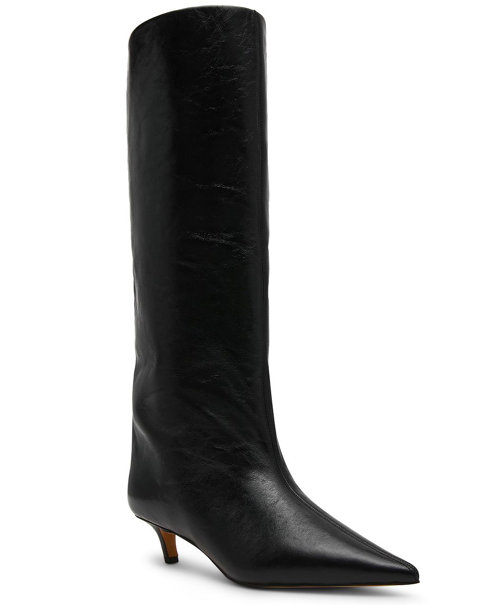 Steve Madden Women's Lychee Kitten-Heel Stovepipe Knee-High Dress Boots