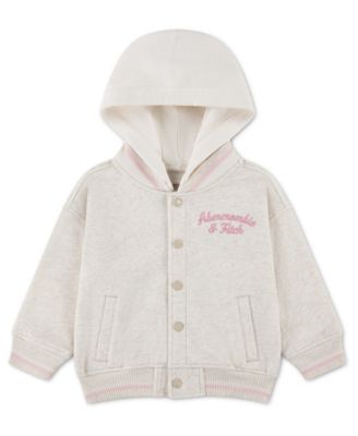 abercrombie kids Toddler Girls' 2T-5T Logo Varsity Fleece Bomber Jacket