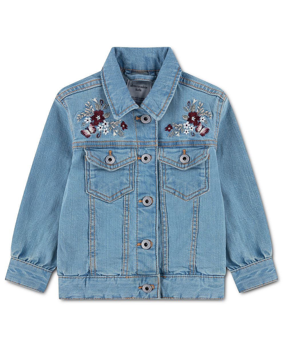 Детская джинсовая куртка abercrombie kids вышитая