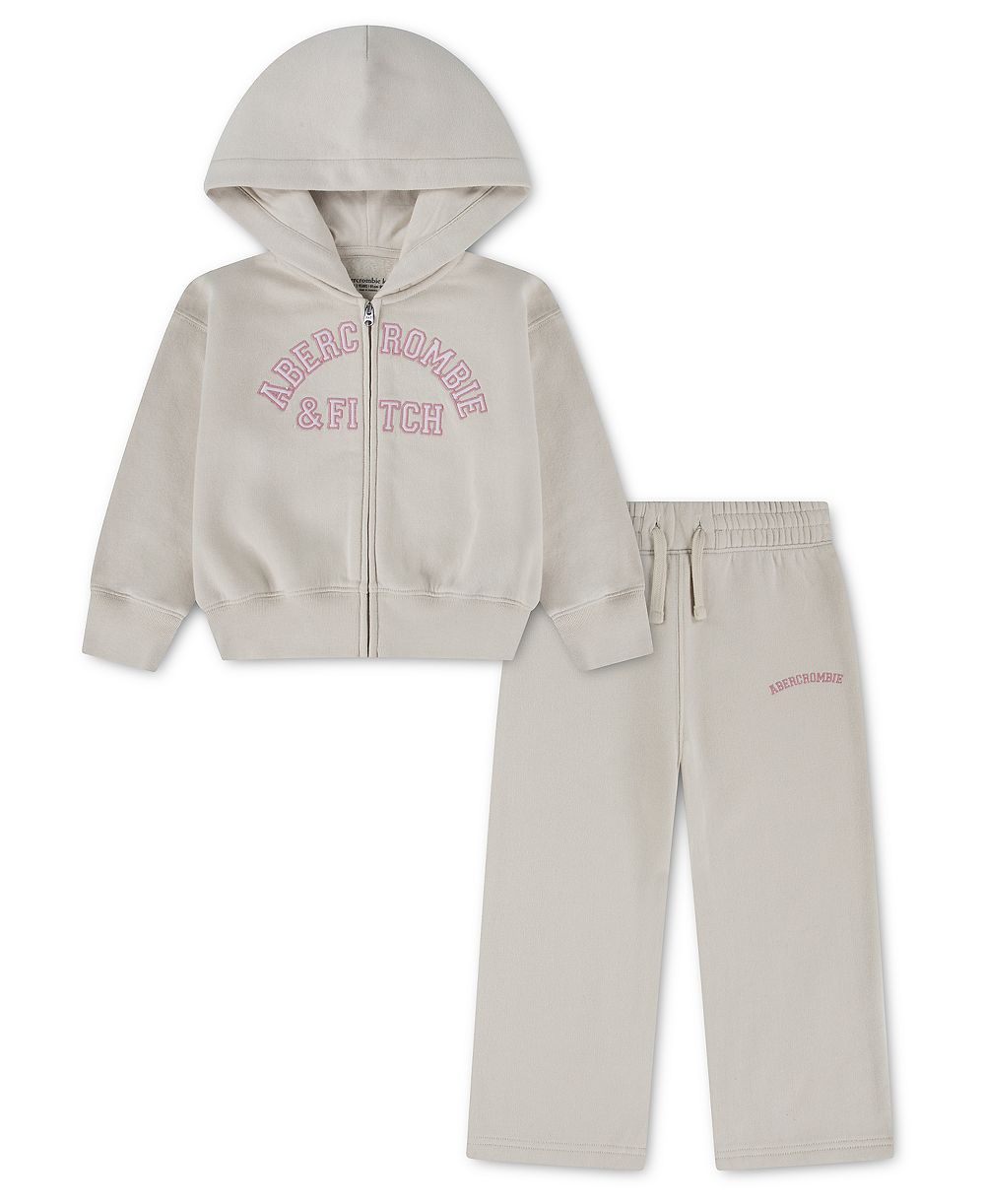 abercrombie kids Комплект из толстовки на молнии и брюк для девочек-малышек 2T-5T с логотипом, 2 предмета