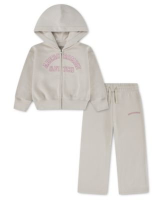 abercrombie kids Toddler Girls' 2T-5T Logo Full-Zip Hoodie and Pants, 2-Piece Set