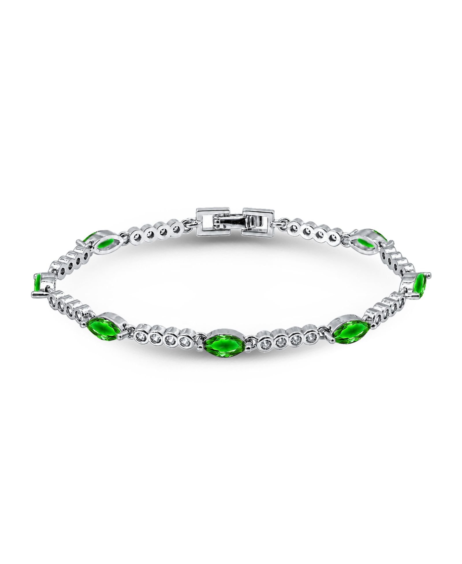Macy's Marquise Emerald Green Cubic Zirconia Stones Bracelet