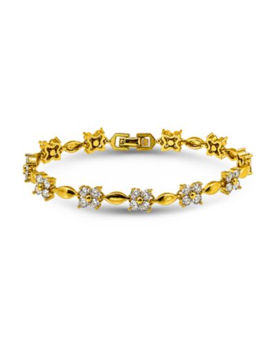 Macy's Cubic Zirconia Flower Design Polish Oval Link Bracelet