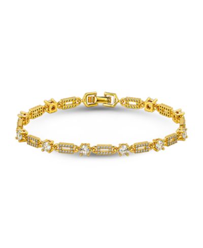 Macy's Браслет с прямоугольными звеньями Cubic Zirconia Pave