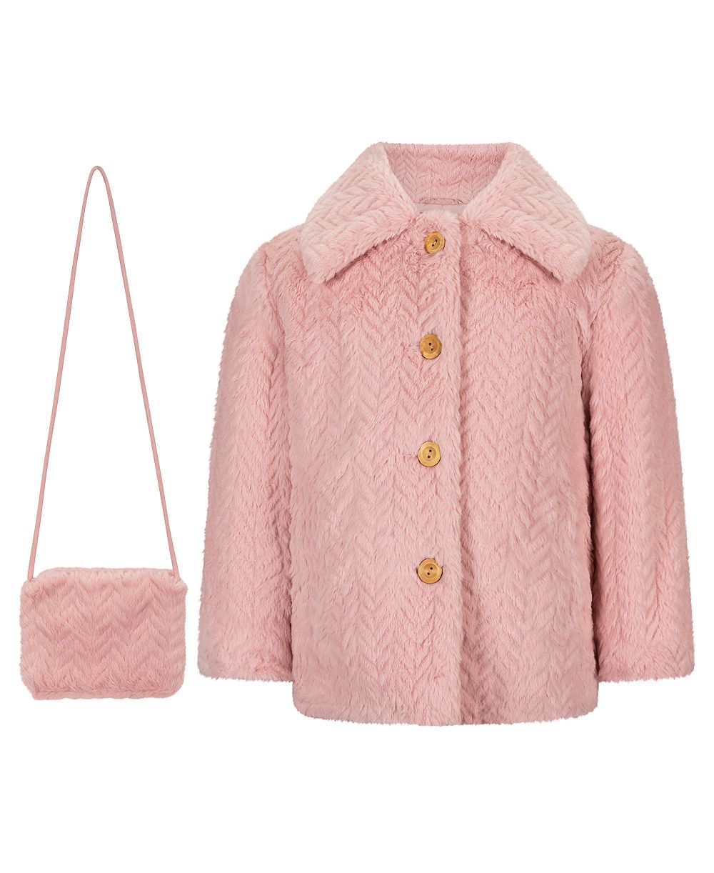 S Rothschild & CO куртка A Line с мехом для девочек-подростков, 2T-5T, в комплекте с сумочкой