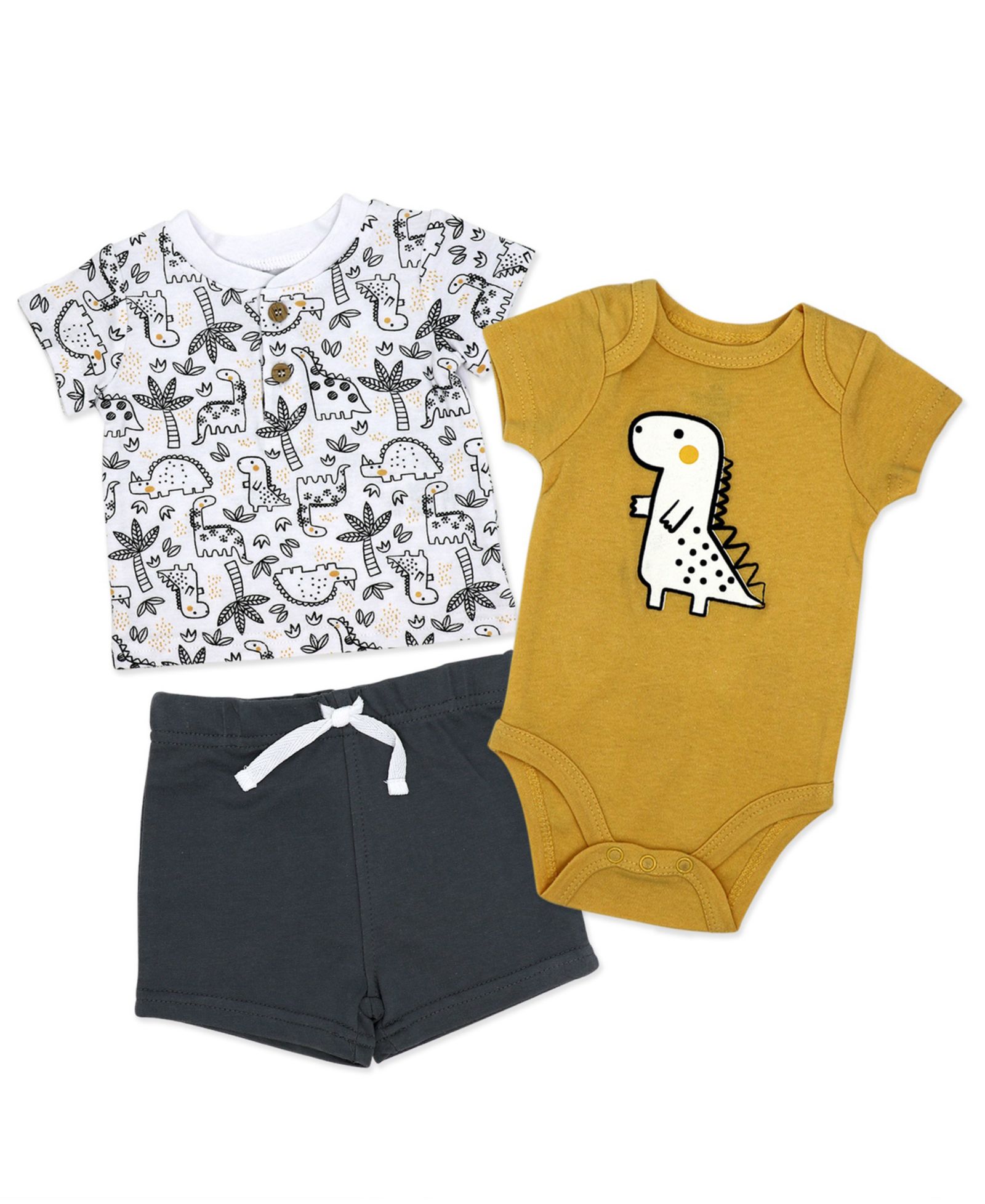Комплект для малышей Baby Mode: футболка с коротким рукавом, боди и шорты, 3 предмета