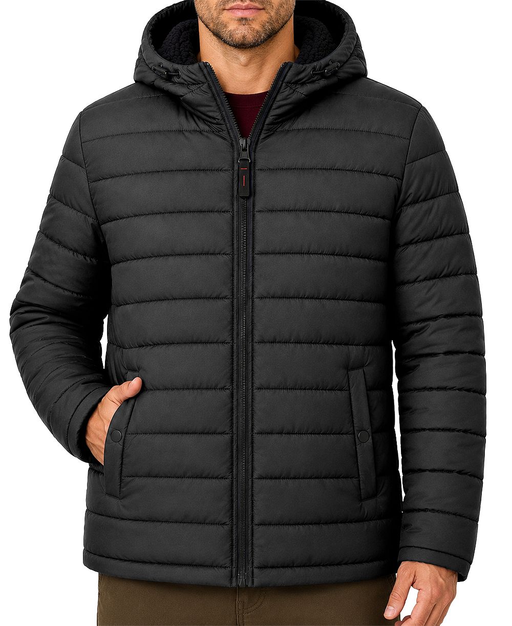 Hawke & Co. Men's Stretch Hooded Sherpa Lined Puffer Jacket