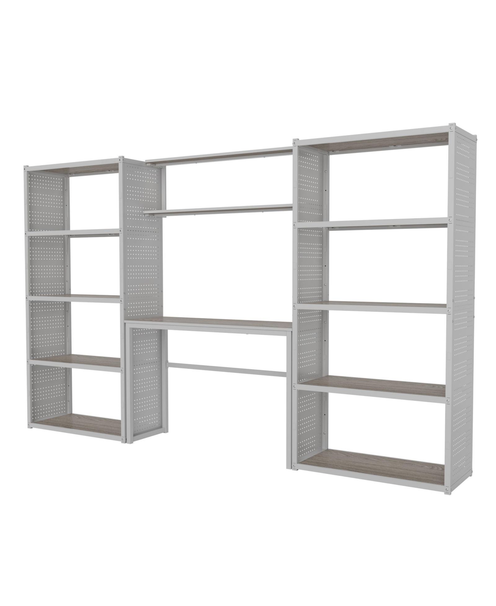 Heavy-Duty Garage Storage and Workstation System with Side Pegboards, White (119.8 in. W x 71.1 in. H x 15.7 in. D
