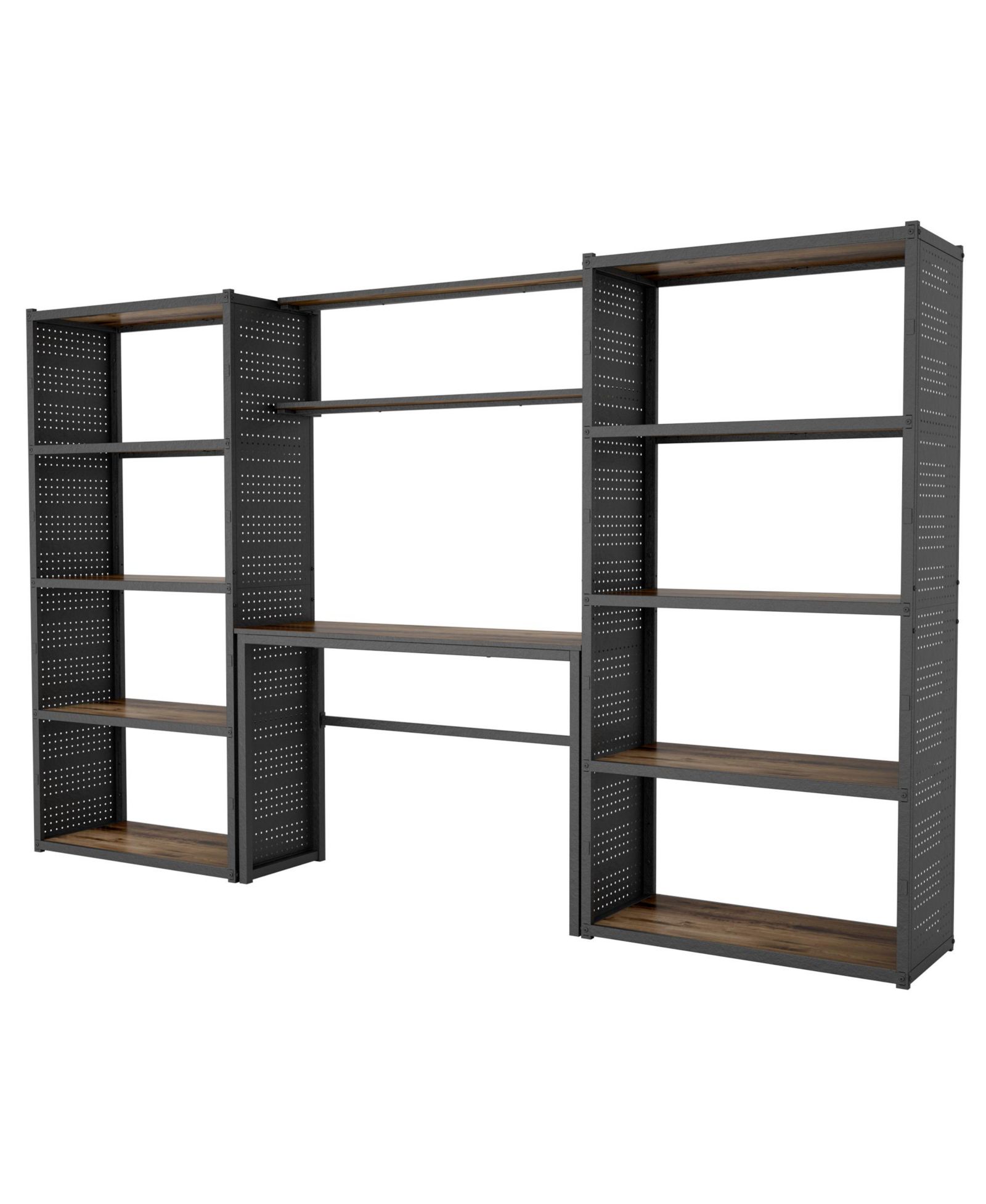 Heavy-Duty Garage Storage and Workstation System with Side Pegboards, Black (119.8 in. W x 71.1 in. H x 15.7 in. D