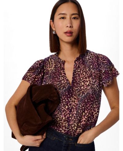 Whistles Women's Orchid Print Dobby Top