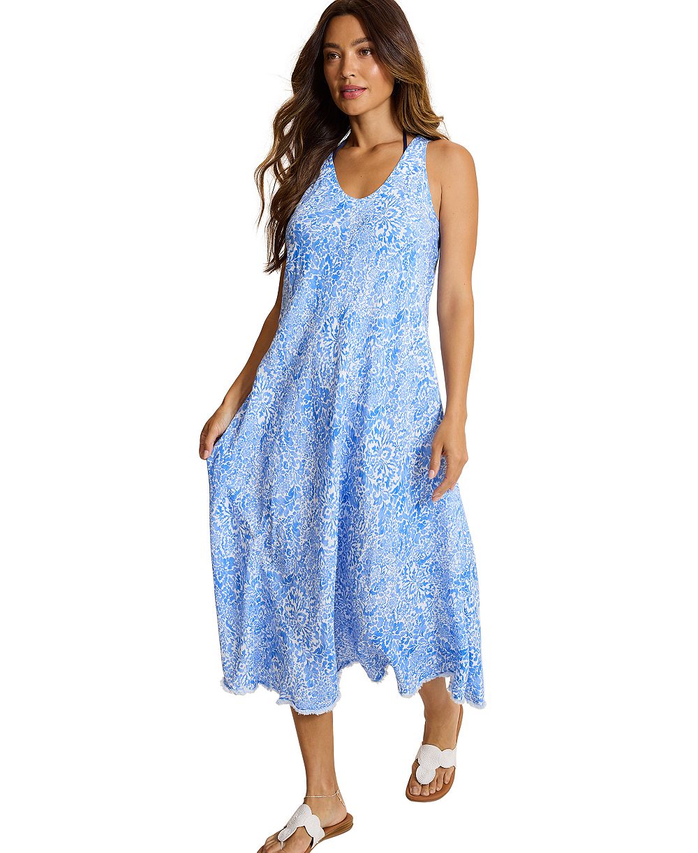 Женское платье Tommy Bahama Paisley Daze с V-образным вырезом и бахромой из смесового льна