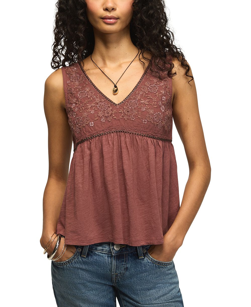 Lucky Brand Women's Embroidered Stud V-Neck Tank Top