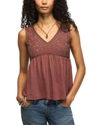 Женский топ Lucky Brand с вышивкой и V-образным вырезом