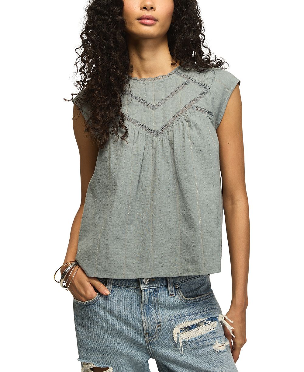 Женский топ Lucky Brand Crewneck Lace Yoke Flutter