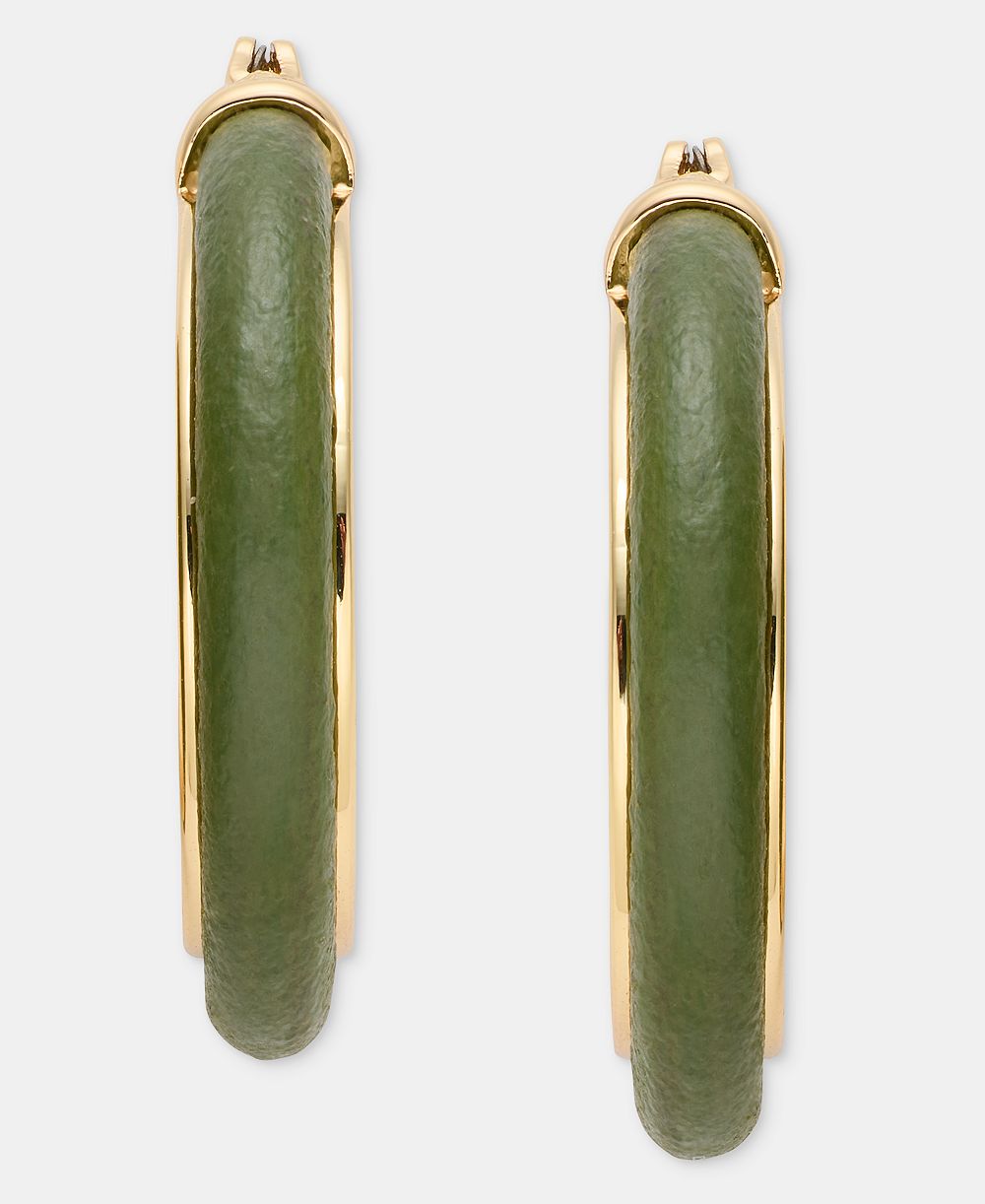 Anne Klein Серьги-кольца Leather Inlay Medium 1.15"