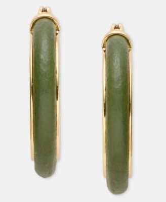 Anne Klein Серьги-кольца Leather Inlay Medium 1.15"