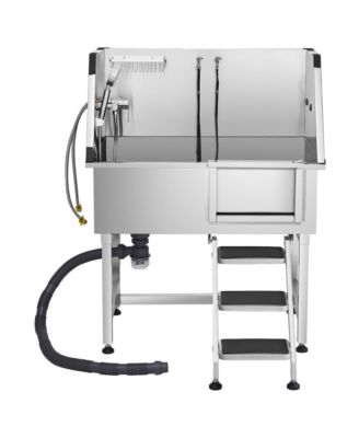 RUIE 38 inch Stainless Steel Dog Washing Station Pet Grooming Tub Hot Cold Faucet