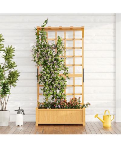 AOXUN 72" Cedar Planter and Trellis Combo  C Freestanding Garden Tower in Honey