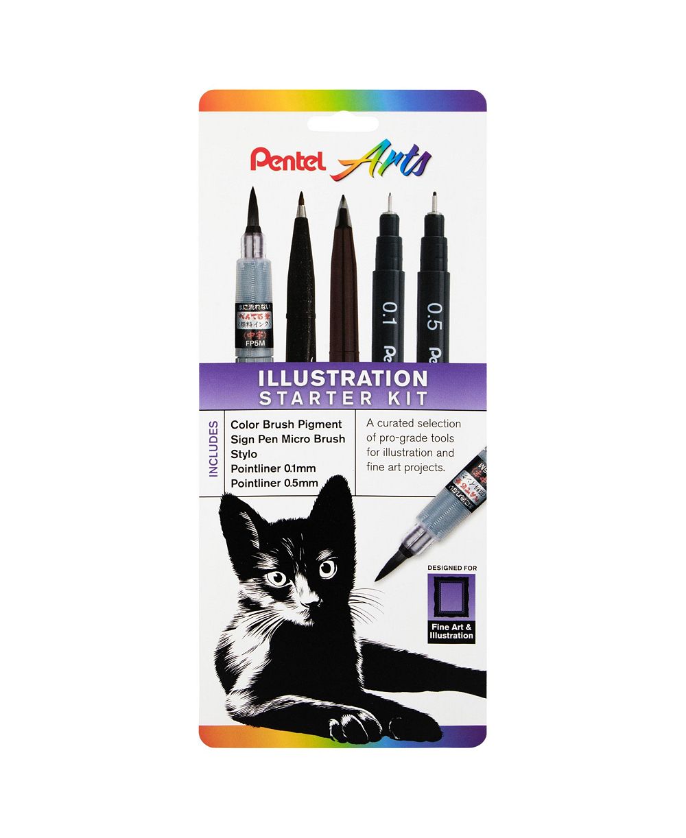 Pentel Arts Illustration Starter Kit, 5-pack
