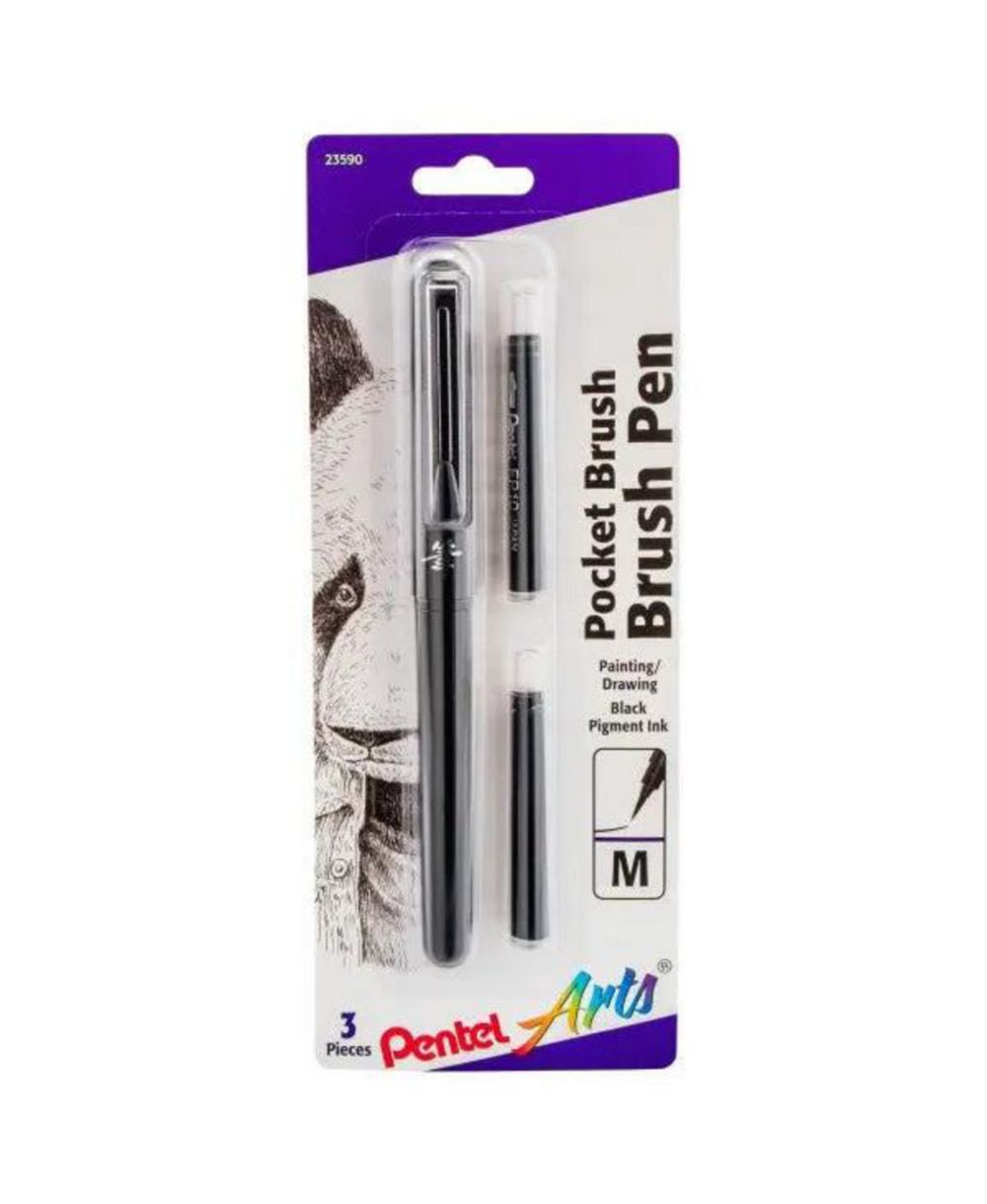Pentel Pocket Brush Pen with 2 Refills