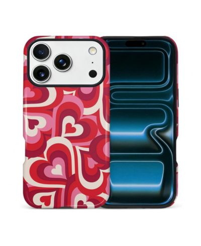 GONEZ чехол для iPhone 17 Pro Max, двухслойная противоударная защита, глянсовый чехол с принтом сердца