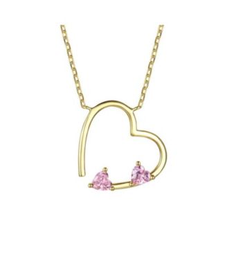 Genevive Timeless 14k Gold Plated CZ Open Heart Layering Necklace