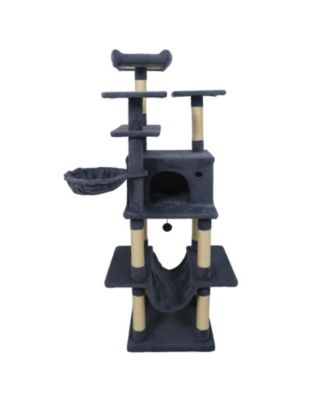 Gymax 63'' Large Cat Tree for Indoor Cats With Plush Top Perch Condo Hammock Basket Bed