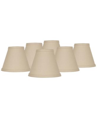 Springcrest Set of 6 Empire Chandelier Lamp Shades Beige Linen Small 3" Top x 6" Bottom x 5" High Candelabra Clip-On Fitting