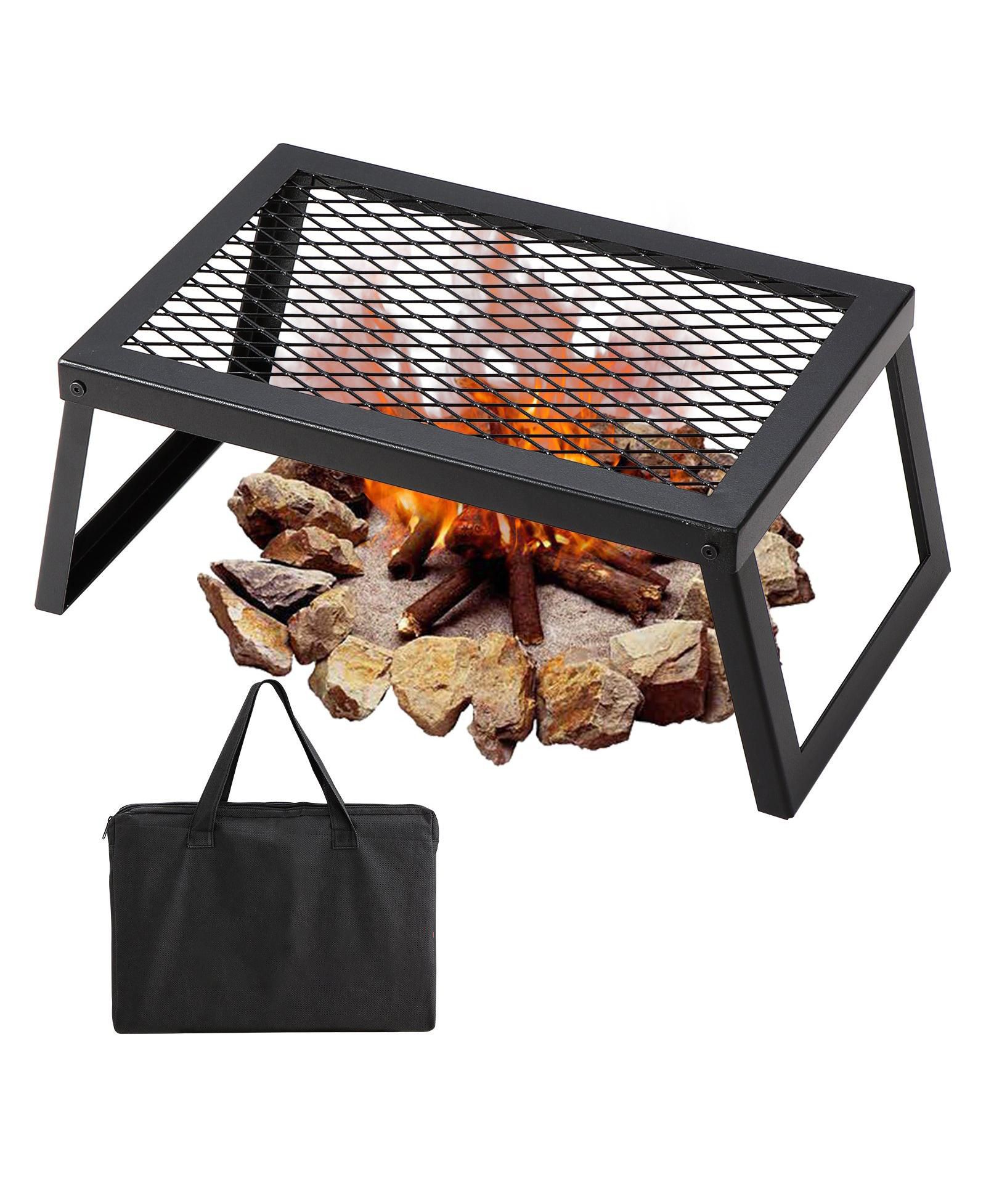 COZITO Folding Campfire Grill ,  Steel Mesh Grate with Legs and Carry Bag