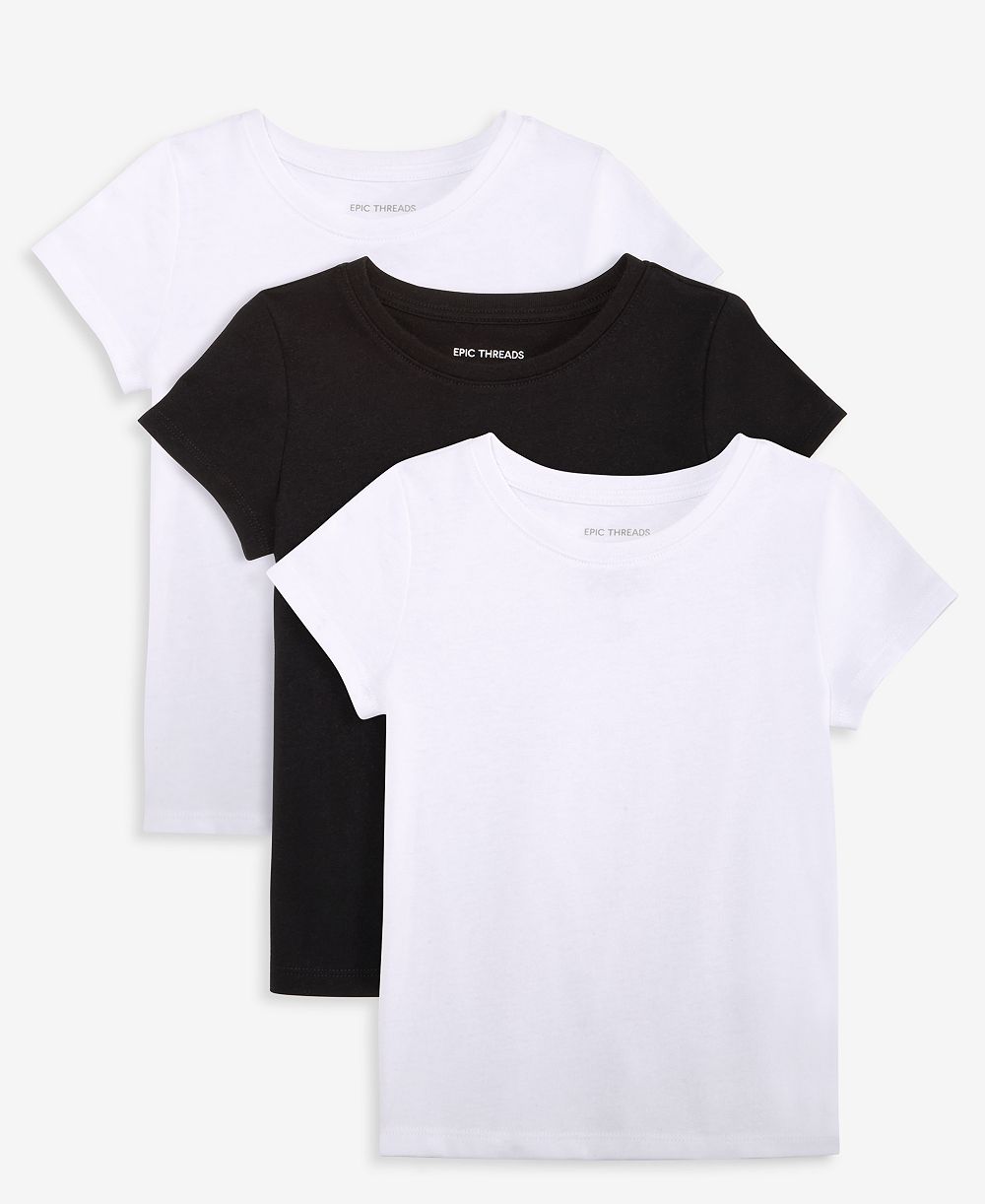 Epic Threads комплект из 3-х однотонных футболок с коротким рукавом для девочек, эксклюзив Macy's