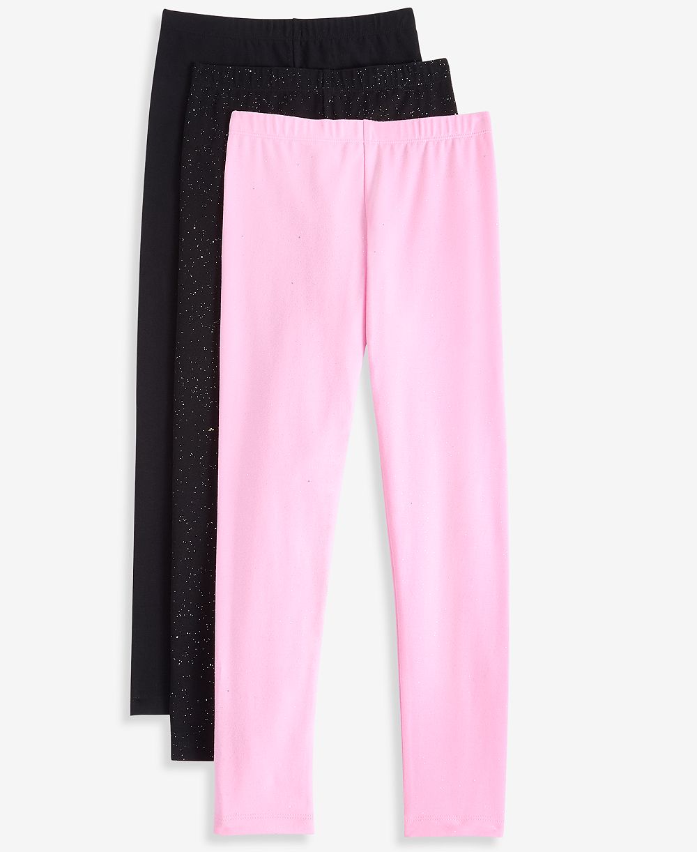 Epic Threads Girls' XS-XL Solid and Sparkle Leggings, 3-Pack, Macy's Exclusive