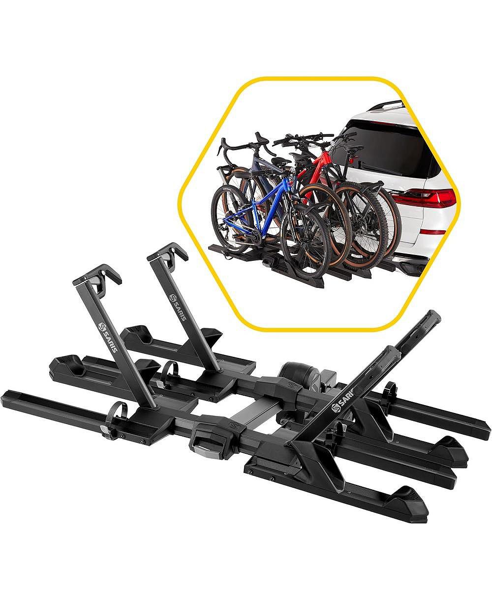 Saris SuperClamp G4 4-Bike Hitch Rack, Lightweight Tilting Platform, Road and Mountain Bike Fit