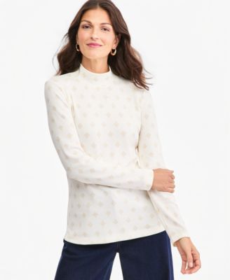 Style & Co Petite Printed Mock-Neck Long-Sleeve Tee, Macy's Exclusive