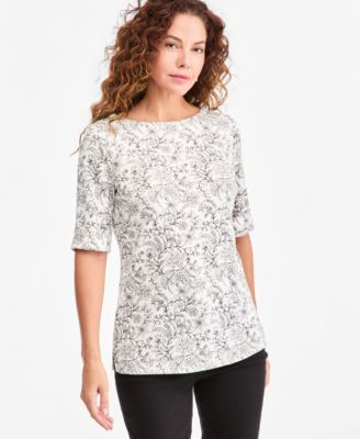 Style & Co Petite Elbow-Sleeve Boat-Neck T-Shirt, Macy's Exclusive
